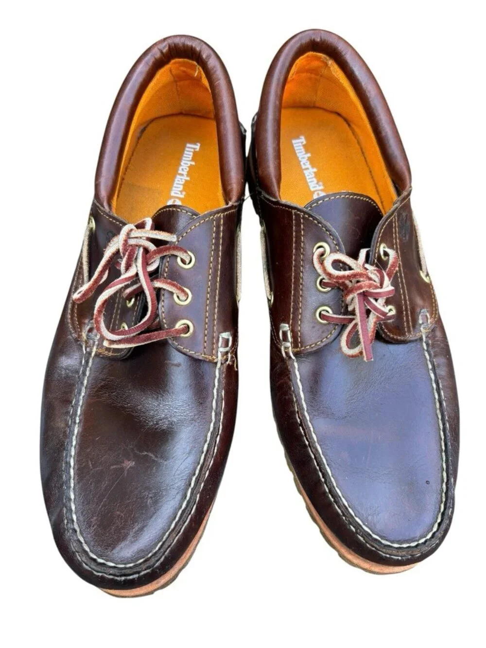 Timberland Shoes Mens 15 W Leather 3-Eye Lug Handsewn Boat  Burgundy Heritage